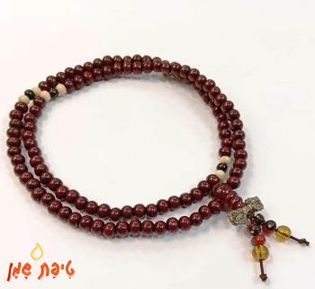 טיפת שמן/מאלה מחרוזי עץ חום - 6מ'מ.