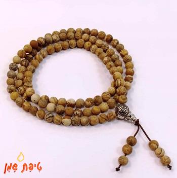 טיפת שמן/מאלה מחרוזי ג'אספר (אבן חצי יקרה/קריסטלים) - 6מ'מ.