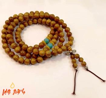 טיפת שמן/מאלה מחרוזי סנדלווד חום בהיר - 8מ'מ.