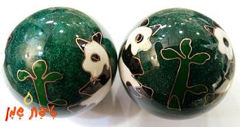ביצים סיניות בצבע ירוק עיטור פנדה, קוטר 3.5ס'מ
