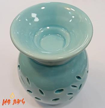 טיפת שמן מבער שמנים מקרמיקה בצבע תכלת בהיר